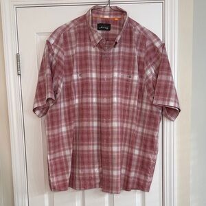 Orvis Men's Burgundy Plaid Button Down fishing Shirt